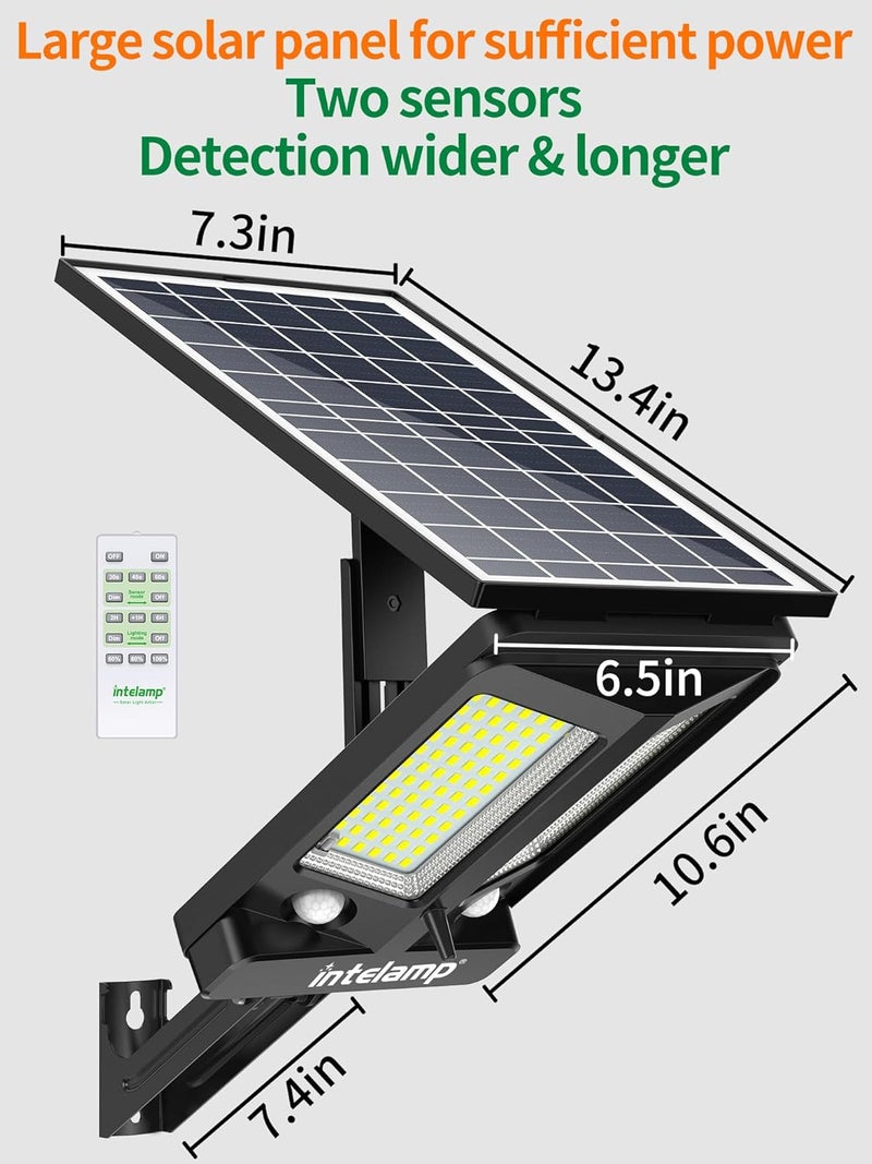 intelamp Solar Street Lights Outdoor Waterproof 3000LM 12500mAh Dual Motion Sensor Dusk to Dawn Security Floodlight Lamp Outside, LED Flood Lighting Exterior with Remote for Parking Lots Patio Yard - Image 4